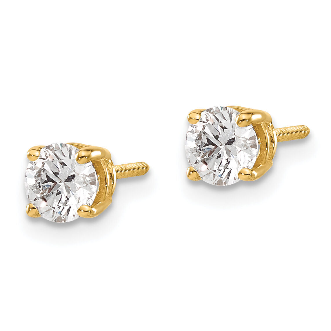 14ky .75ct. SI3 G-I Diamond Stud Thread on/off Post Earrings-ST3-75