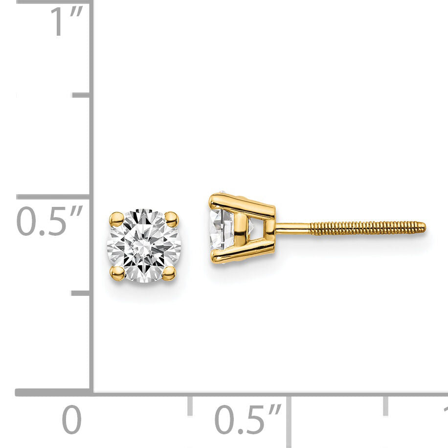14ky .75ct. SI3 G-I Diamond Stud Thread on/off Post Earrings-ST3-75