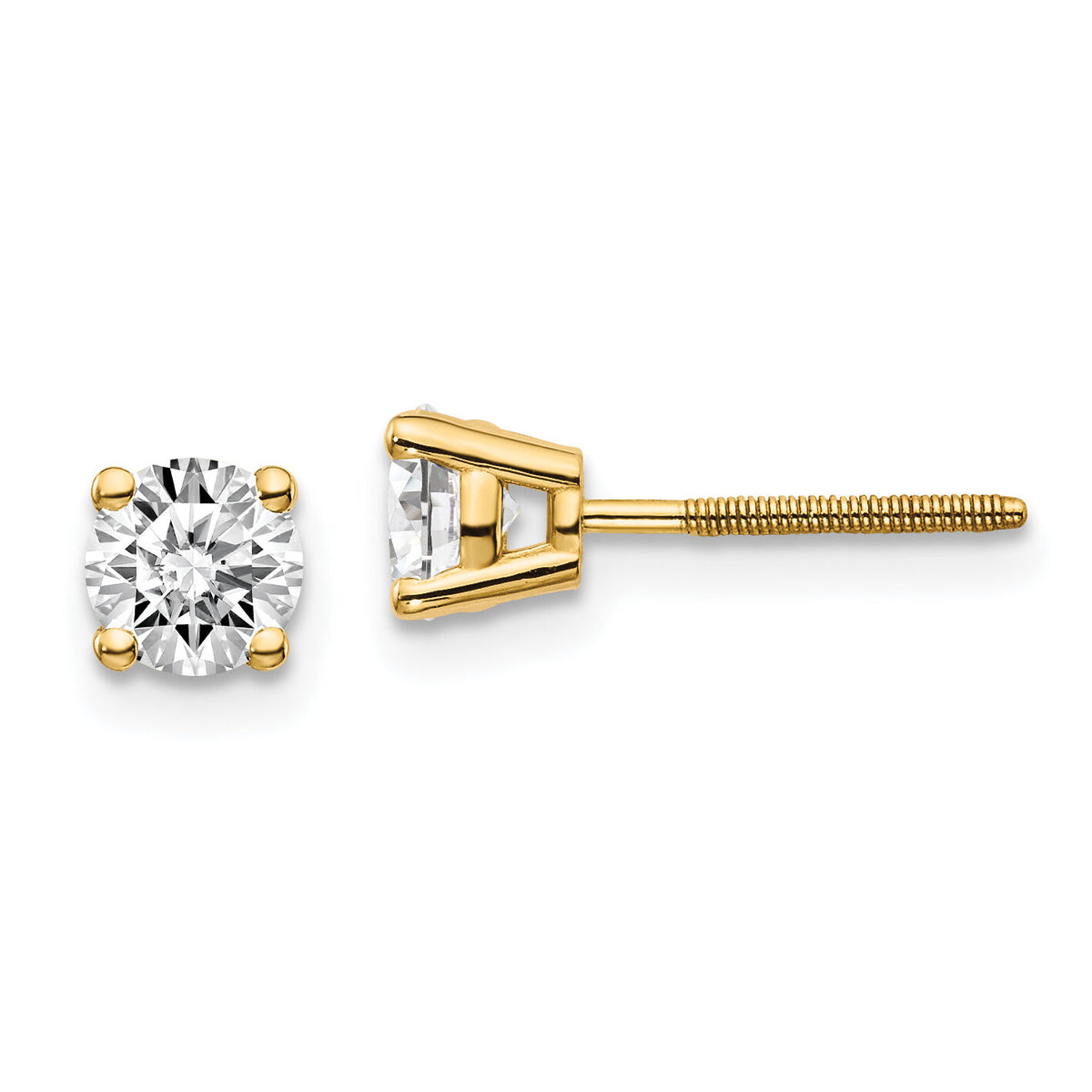14ky .75ct. SI3 G-I Diamond Stud Thread on/off Post Earrings-ST3-75