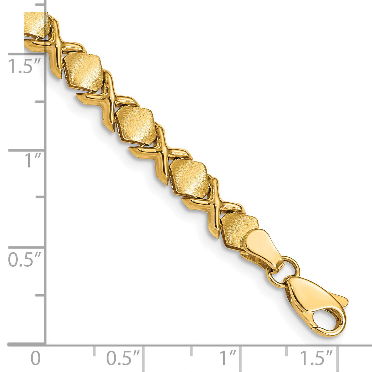 14K Polished and Brushed Fancy X 7 inch Bracelet-ST638-7