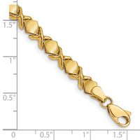 14K Polished and Brushed Fancy X 7 inch Bracelet-ST638-7