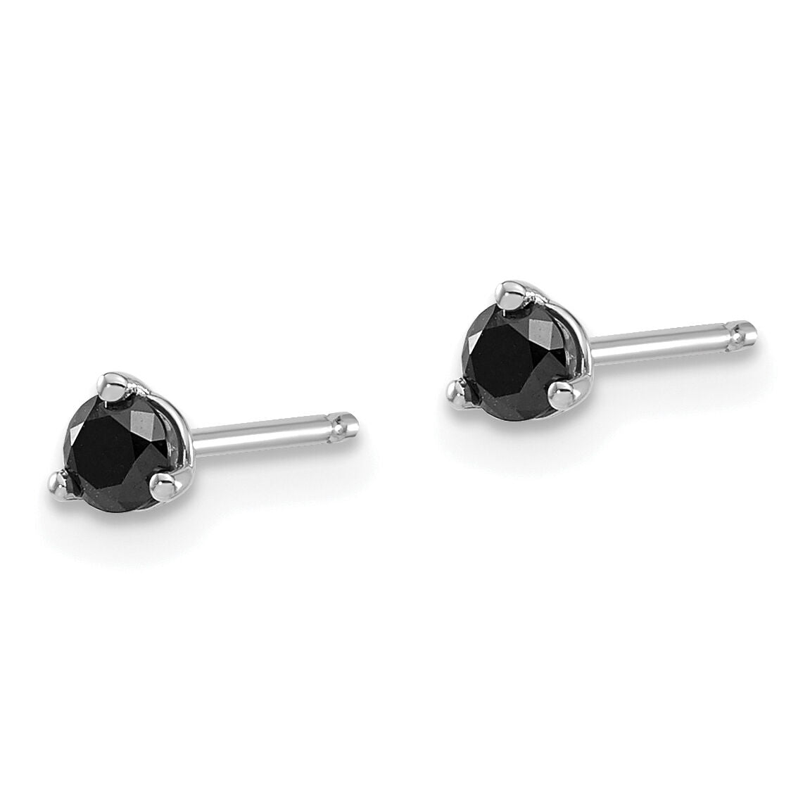 14k White Gold 1/4ct Black Diamond Stud Earrings-STBK-25W