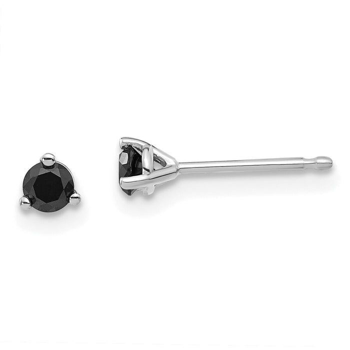 14k White Gold 1/4ct Black Diamond Stud Earrings-STBK-25W