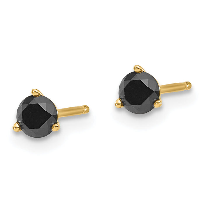 14k 3/8ct. Black Diamond Stud Earrings-STBK-40