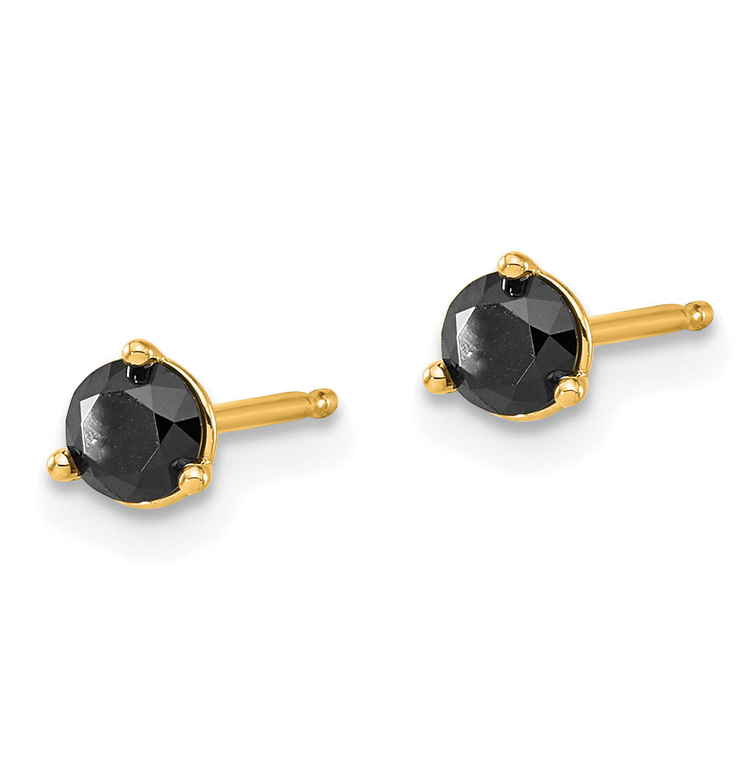 14k 1/2ct. Black Diamond Stud Earrings-STBK-50