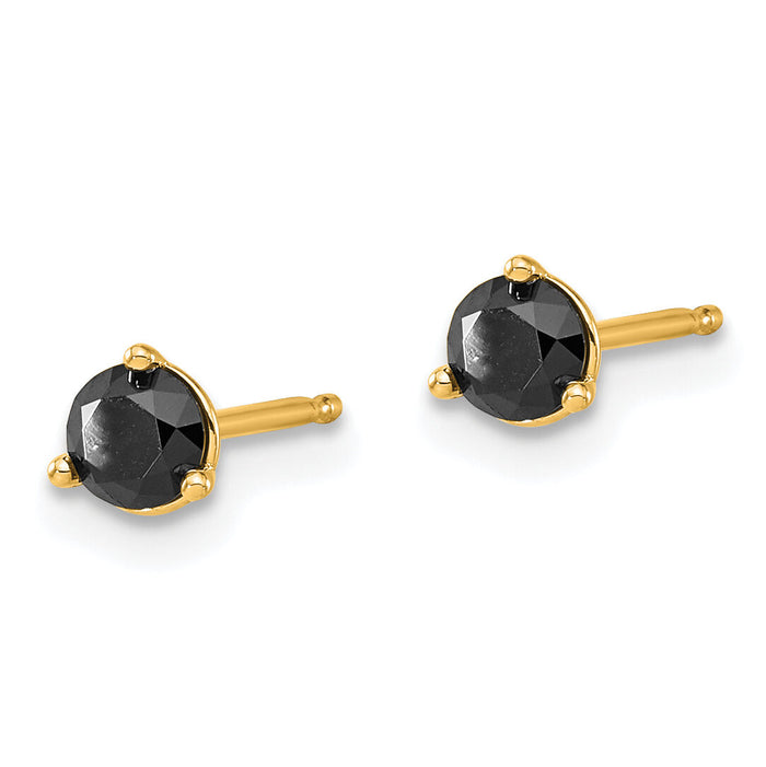 14k 1/2ct. Black Diamond Stud Earrings-STBK-50