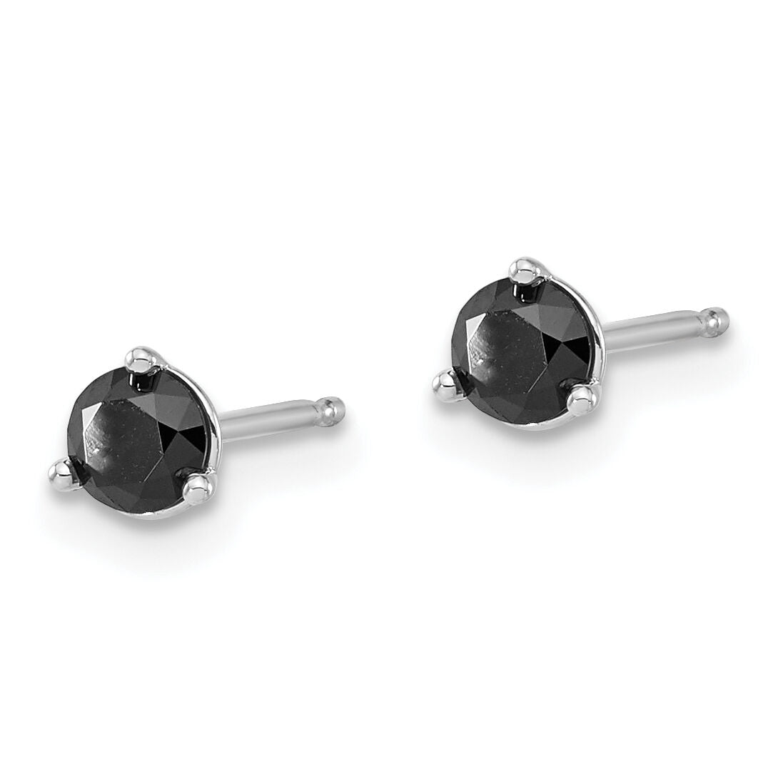14k White Gold 1/2ct Black Diamond Stud Earrings-STBK-50W