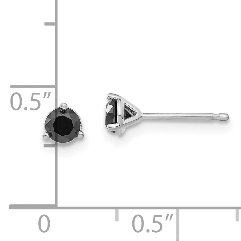 14k White Gold 1/2ct Black Diamond Stud Earrings-STBK-50W