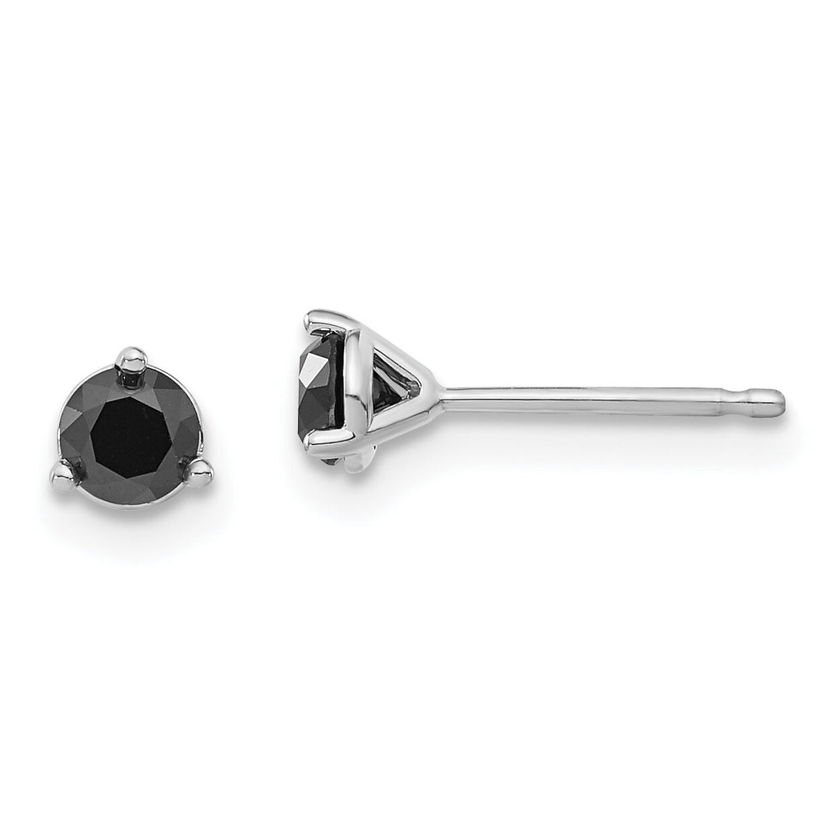 14k White Gold 1/2ct Black Diamond Stud Earrings-STBK-50W
