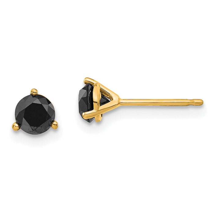 14k 3/4ct Black Diamond Stud Earrings-STBK-75