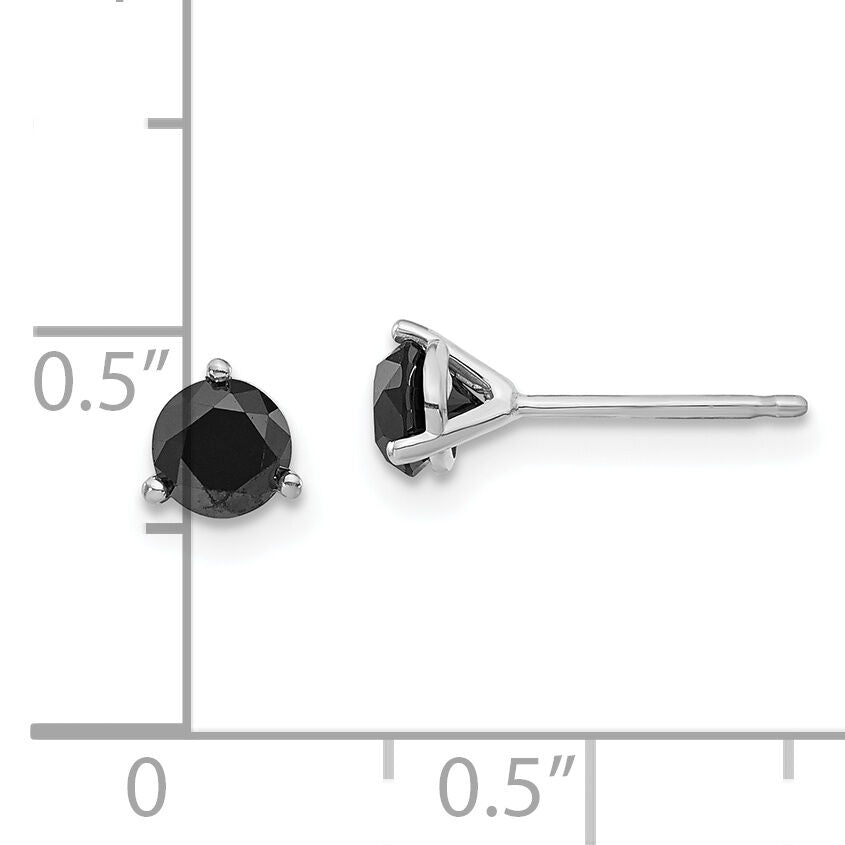 14k White Gold 3/4ct Black Diamond Stud Earrings-STBK-75W