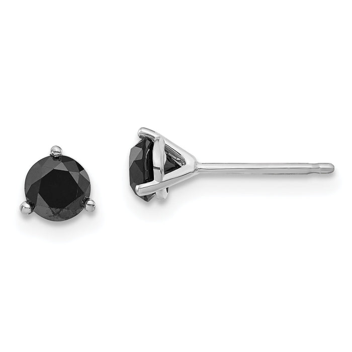 14k White Gold 3/4ct Black Diamond Stud Earrings-STBK-75W