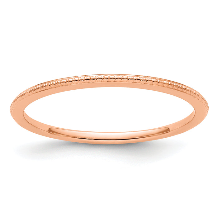 14K Rose Gold 1.2mm Bead Stackable Band-STK18-120R