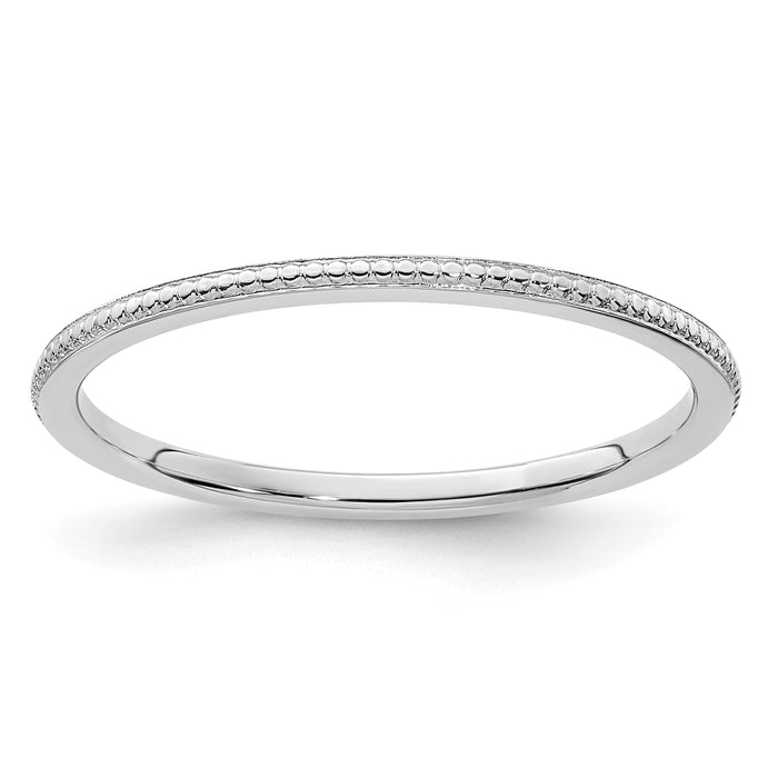 14K White Gold 1.2mm Bead Stackable Band-STK18-120W-5