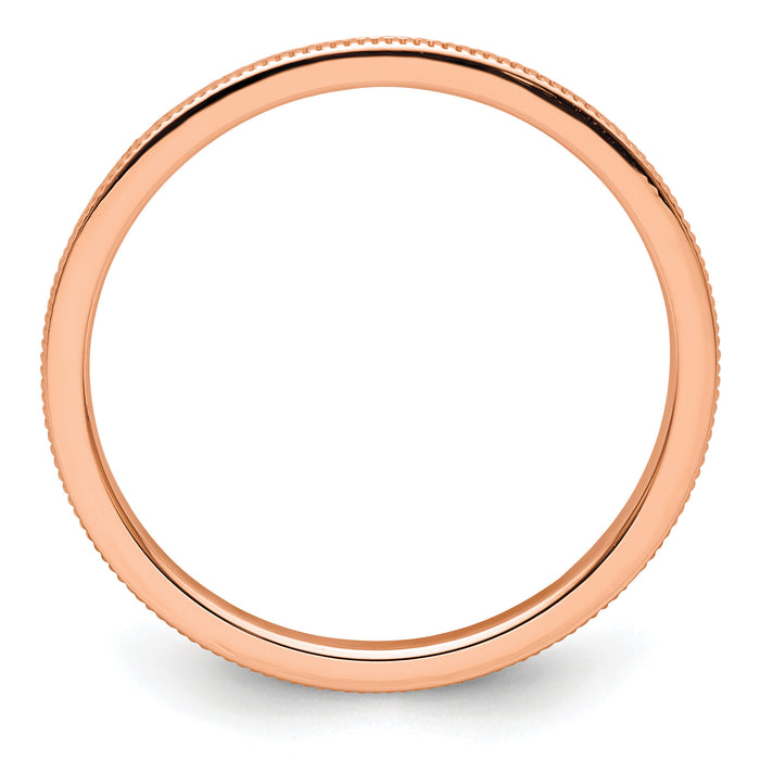 14K Rose Gold 1.2mm Milgrain Stackable Band-STK19