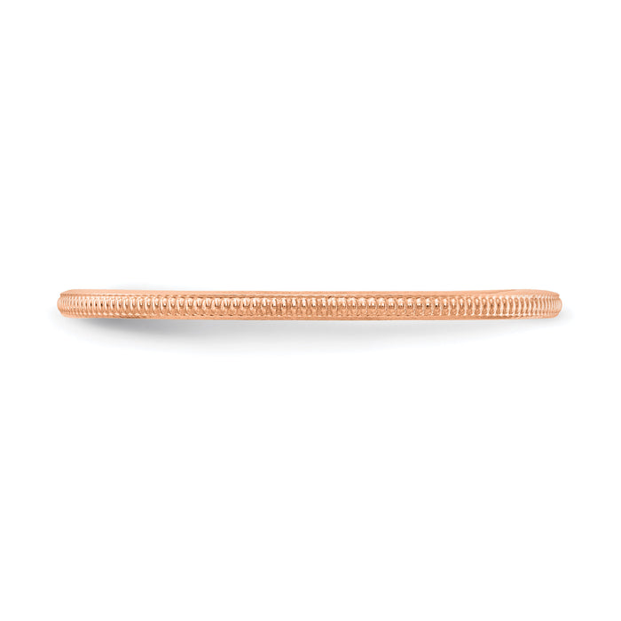 14K Rose Gold 1.2mm Milgrain Stackable Band-STK19