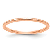14K Rose Gold 1.2mm Milgrain Stackable Band-STK19