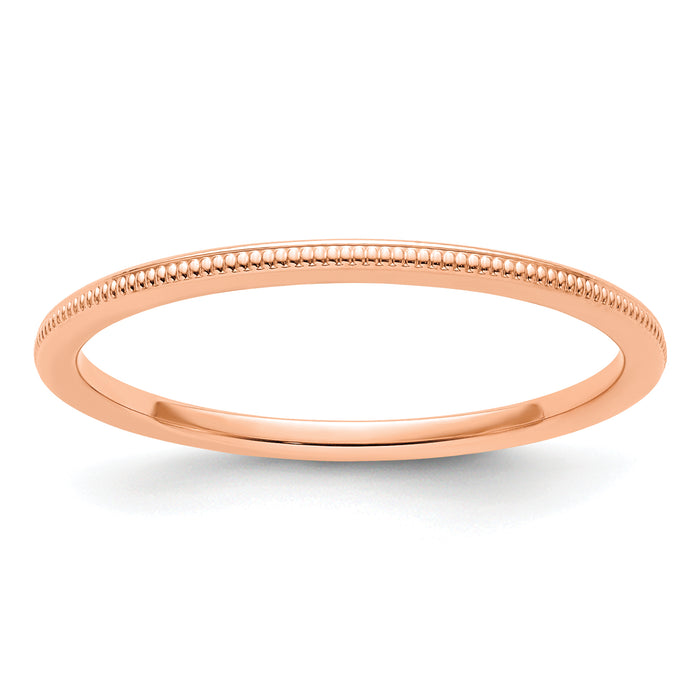 14K Rose Gold 1.2mm Milgrain Stackable Band-STK19-120R-4.5