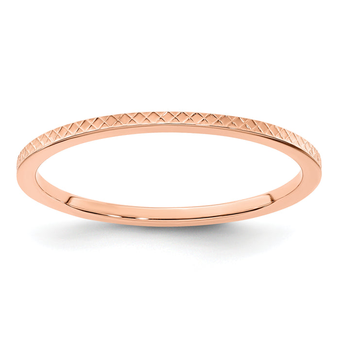 14K Rose Gold 1.2mm Criss-Cross Pattern Stackable Band-STK20-120R-9.5