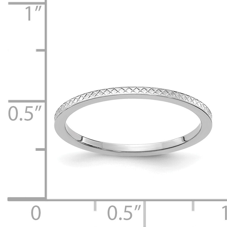 14K White Gold 1.2mm Criss-Cross Pattern Stackable Band-STK20