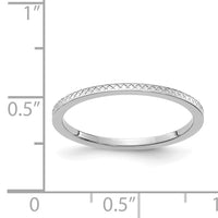 14K White Gold 1.2mm Criss-Cross Pattern Stackable Band-STK20