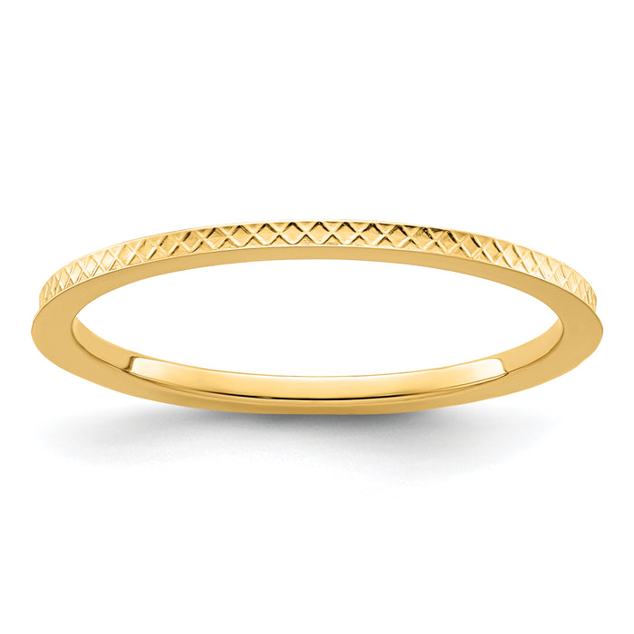 14K Gold 1.2mm Criss-Cross Pattern Stackable Band-STK20-120Y-9.5
