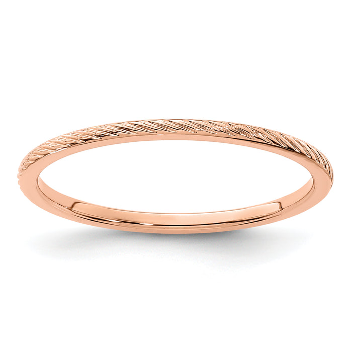 14K Rose Gold 1.2mm Twisted Wire Pattern Stackable Band-STK22-120R-5