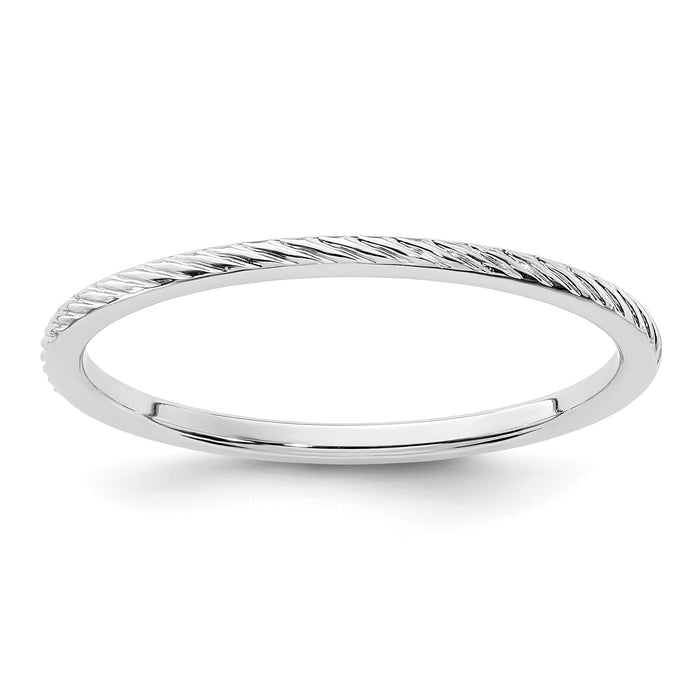 14K White Gold 1.2mm Twisted Wire Pattern Stackable Band-STK22-120W-4.5