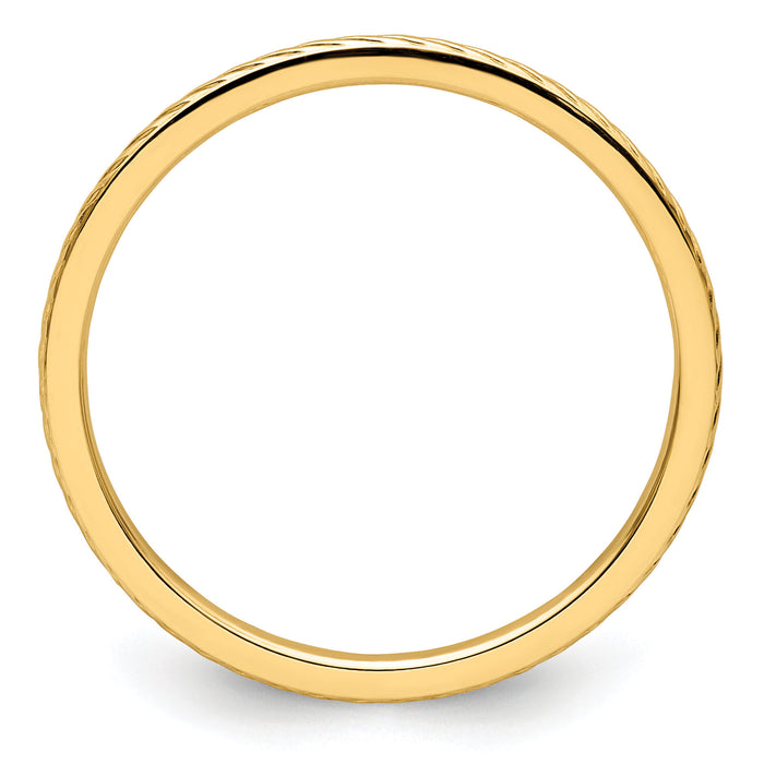 14K Gold 1.2mm Twisted Wire Pattern Stackable Band-STK22