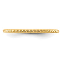14K Gold 1.2mm Twisted Wire Pattern Stackable Band-STK22