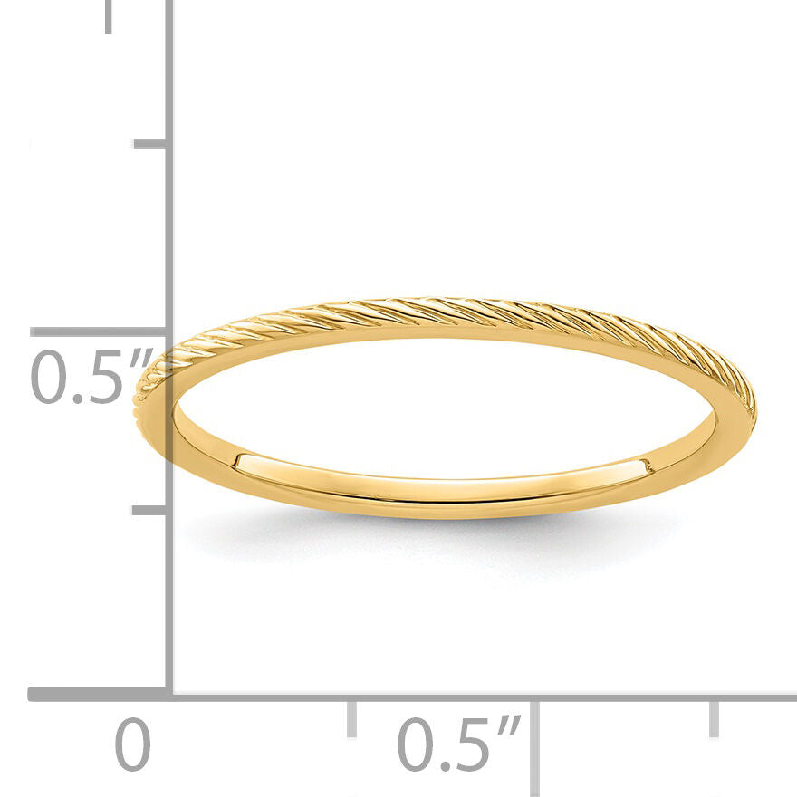 14K Gold 1.2mm Twisted Wire Pattern Stackable Band-STK22