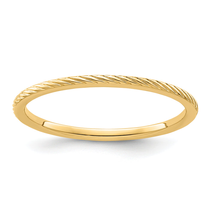 14K Gold 1.2mm Twisted Wire Pattern Stackable Band-STK22-120Y