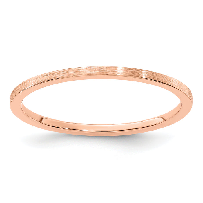 14K Rose Gold 1.2mm Flat Satin Stackable Band-STK23-120R