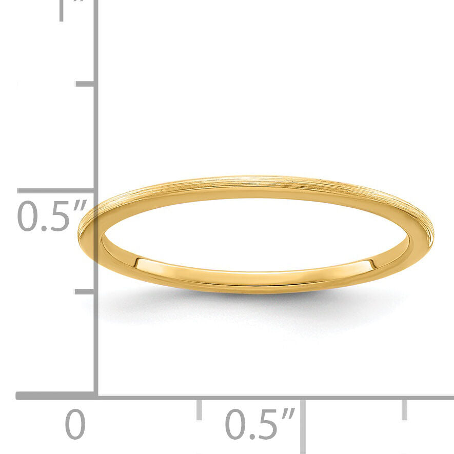 14K Gold 1.2mm Half Round Satin Stackable Band-STK24