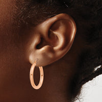 14k Rose Gold Polished 3mm Lightweight Tube Hoop Earrings-T1005