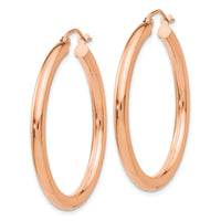 14k Rose Gold Polished 3mm Lightweight Tube Hoop Earrings-T1007