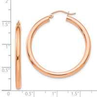 14k Rose Gold Polished 3mm Lightweight Tube Hoop Earrings-T1007