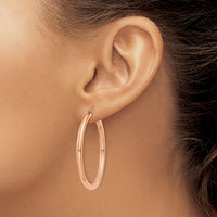 14k Rose Gold Polished 3mm Lightweight Tube Hoop Earrings-T1008