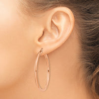 14k Rose Gold Polished 3mm Lightweight Tube Hoop Earrings-T1009