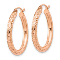 14k Rose Gold 3mm Diamond-cut Hoop-T1014