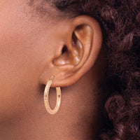 14k Rose Gold 3mm Diamond-cut Hoop-T1014