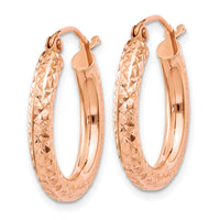 14k Rose Gold 3mm Diamond-cut Hoop-T1015