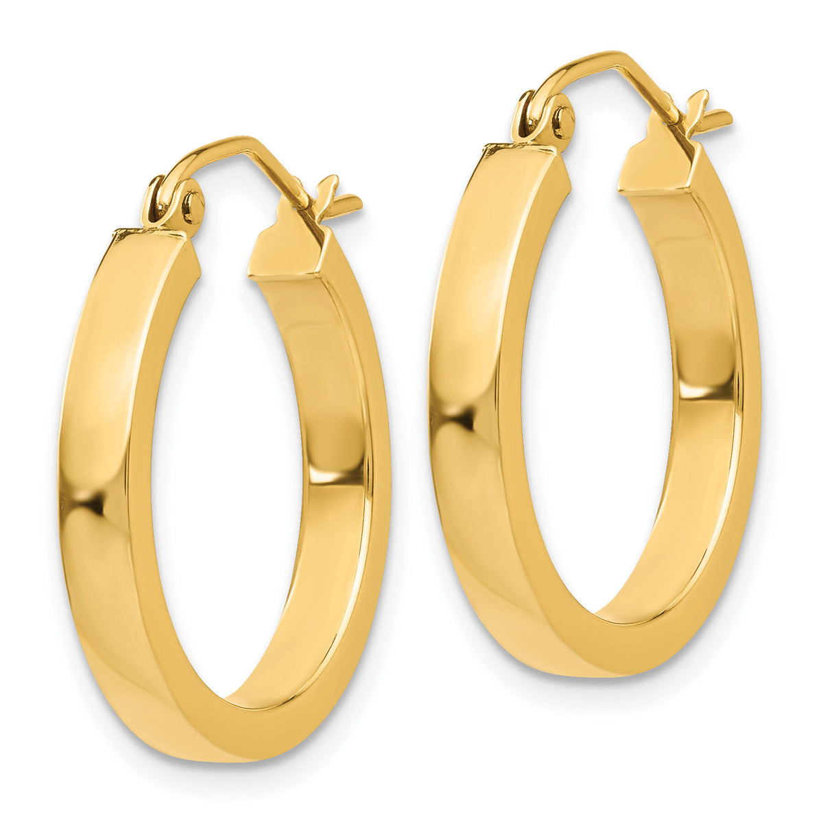 14k 2x3mm Square Tube Hoops-T1042