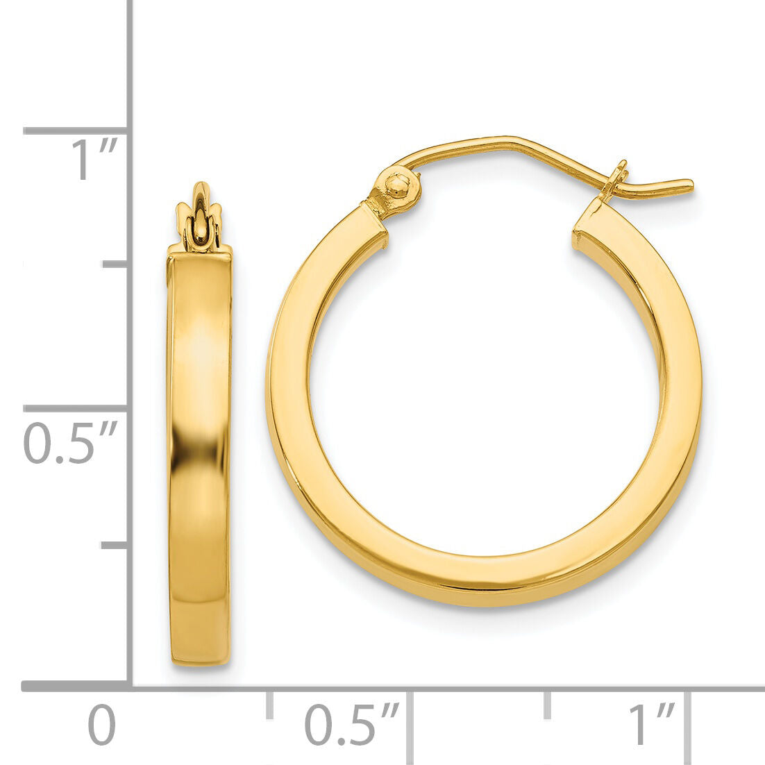 14k 2x3mm Square Tube Hoops-T1042