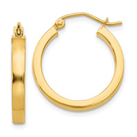 14k 2x3mm Square Tube Hoops-T1042