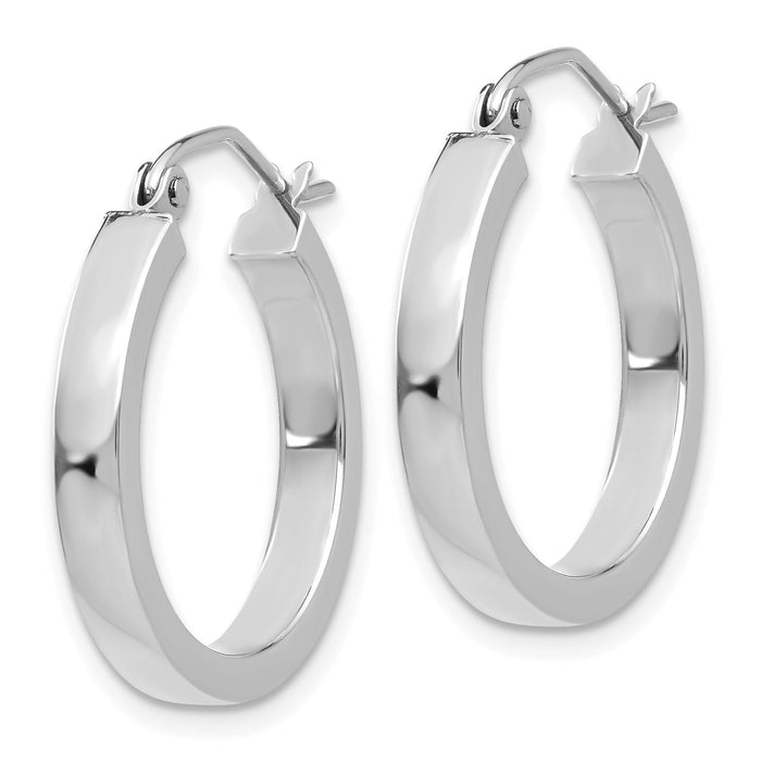 14k White Gold 2x3mm Rectangle Tube Hoop-T1043