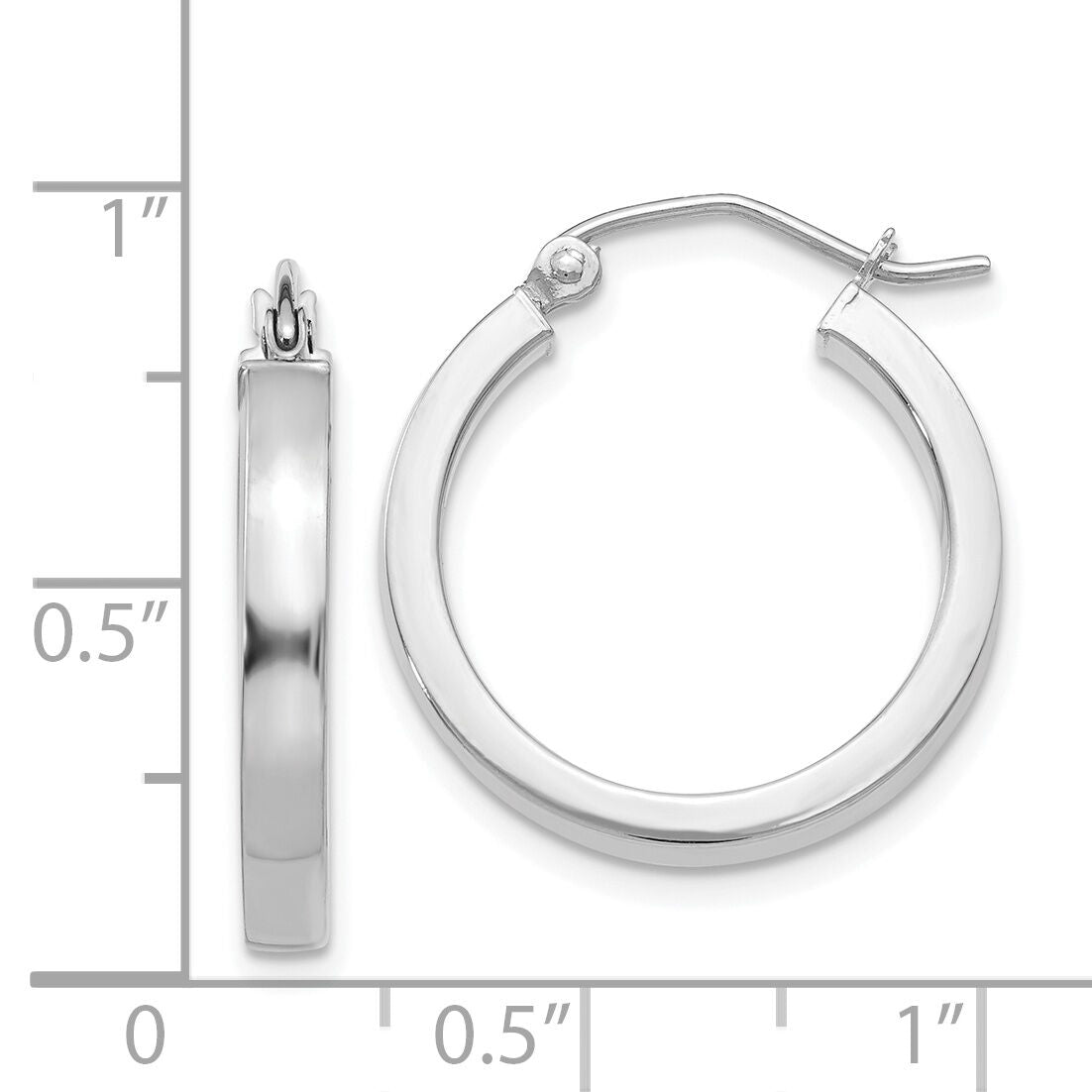 14k White Gold 2x3mm Rectangle Tube Hoop-T1043