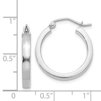14k White Gold 2x3mm Rectangle Tube Hoop-T1043