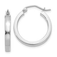 14k White Gold 2x3mm Rectangle Tube Hoop-T1043