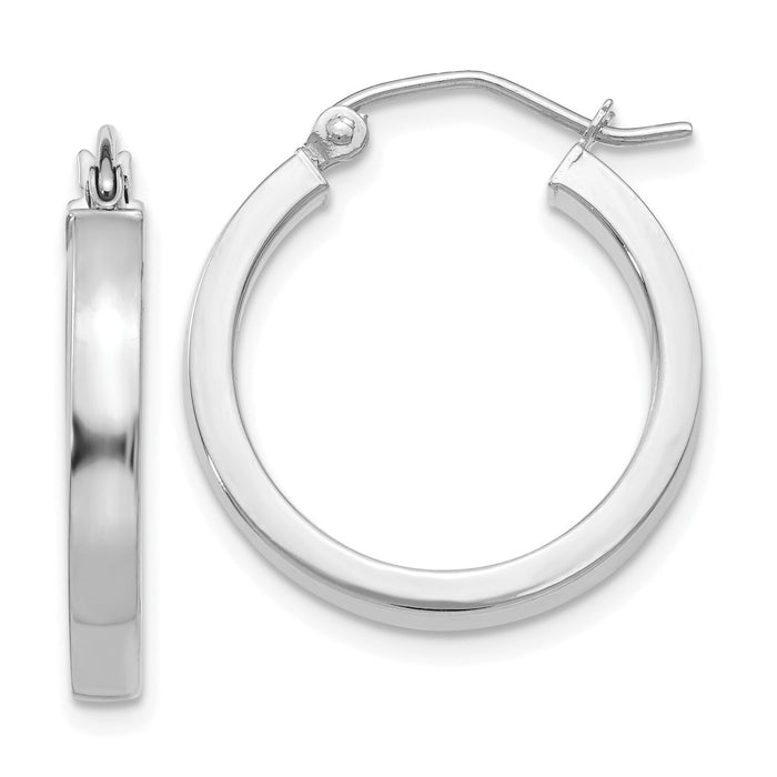 14k White Gold 2x3mm Rectangle Tube Hoop-T1043